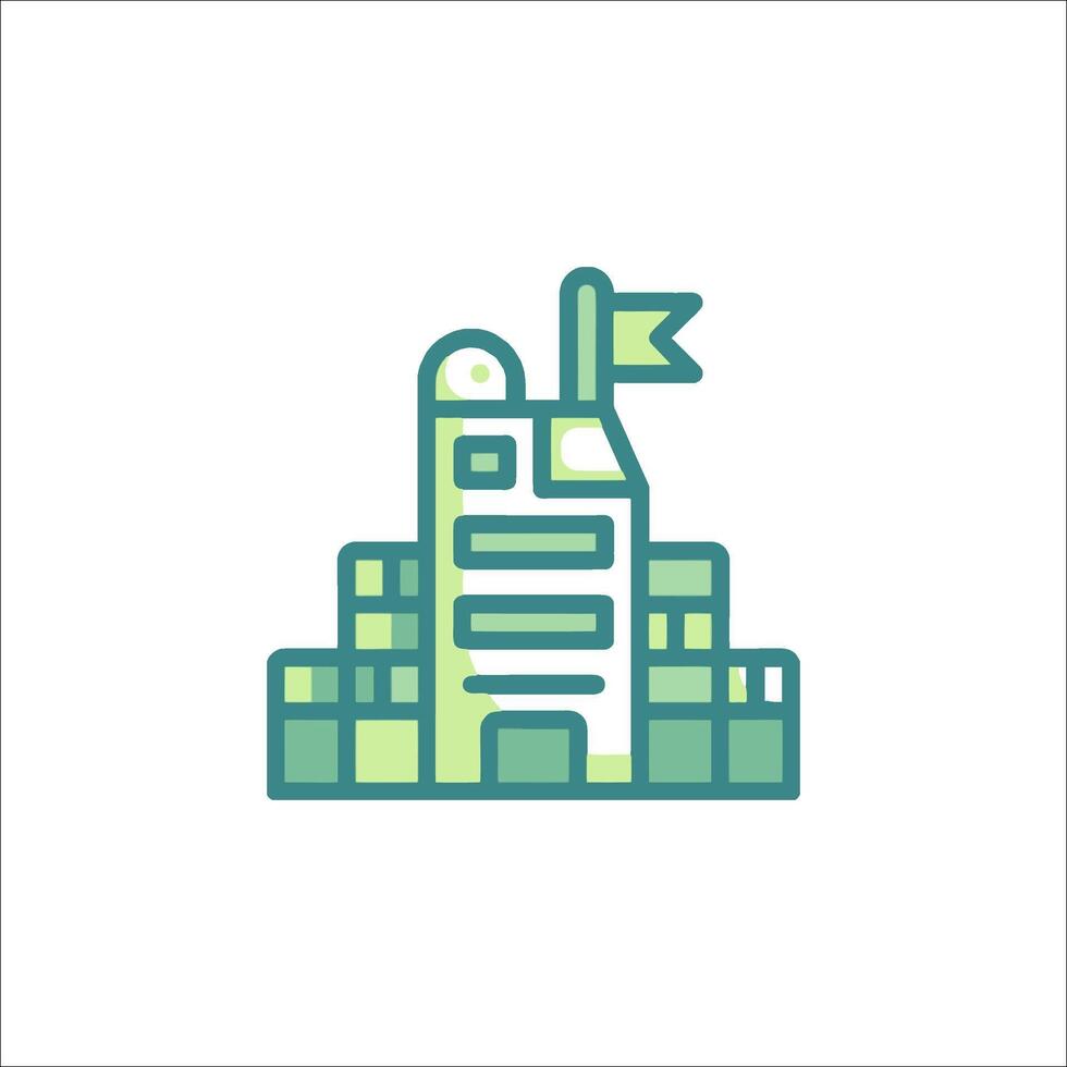 A building with a flag on top of it vector