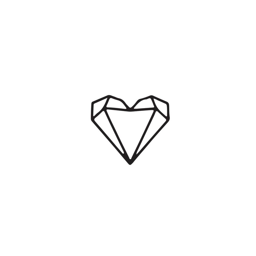 Line art heart diamond shape vector