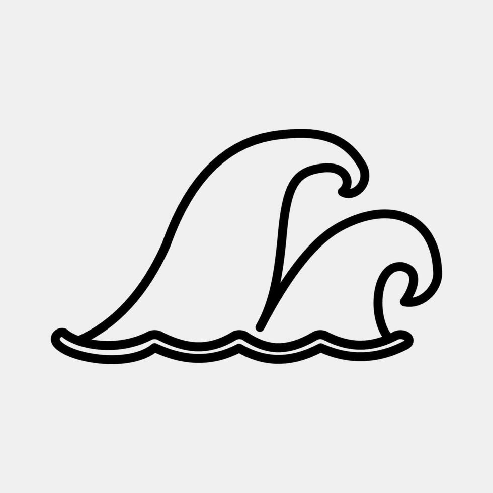 Icon tsunami. Global warming elements. Icon in line style. vector