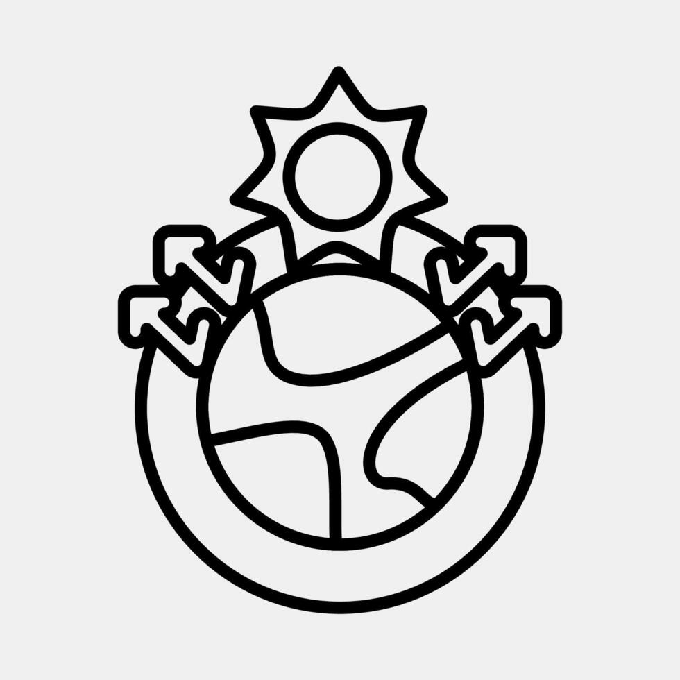 Icon greenhouse effect. Global warming elements. Icon in line style. vector