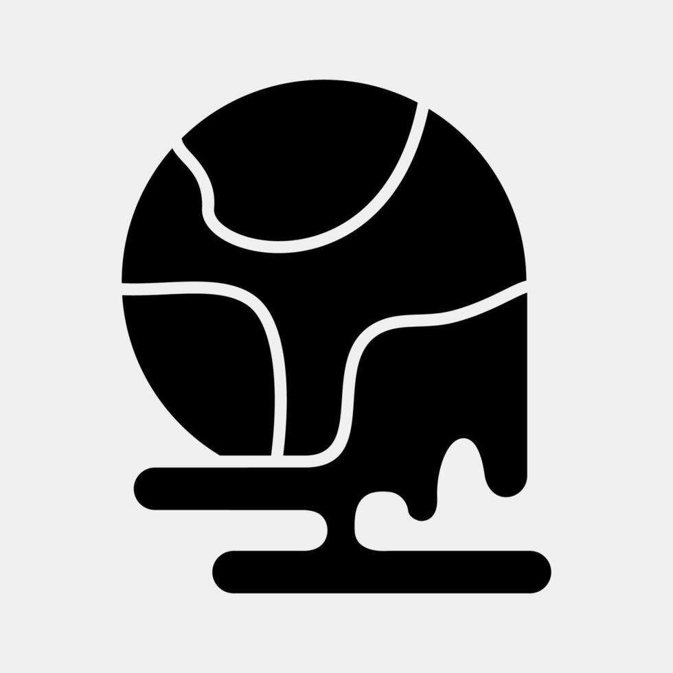 Icon world melting. Global warming elements. Icon in glyph style. vector