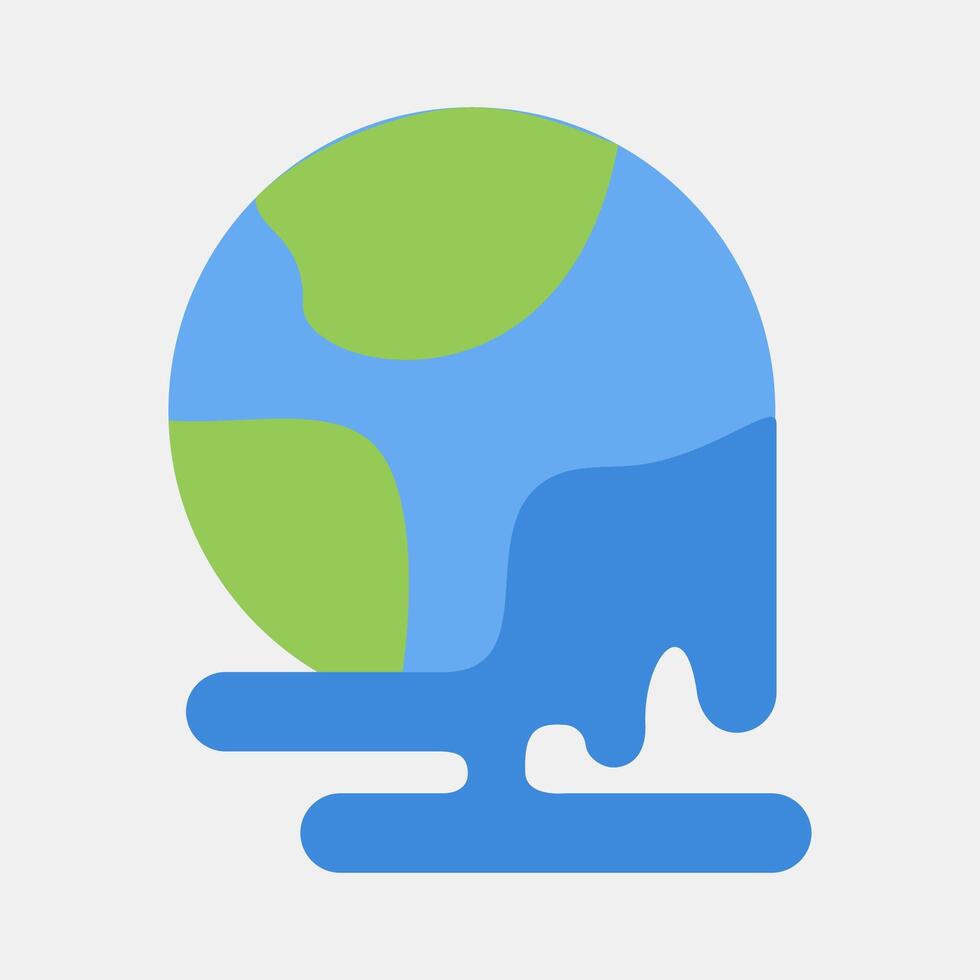 Icon world melting. Global warming elements. Icon in flat style. vector