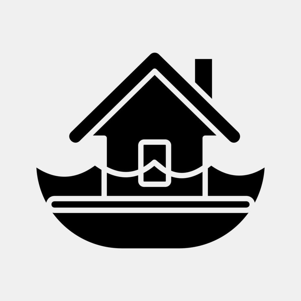 Icon flood. Global warming elements. Icon in glyph style. vector