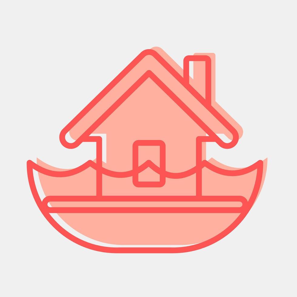 Icon flood. Global warming elements. Icon in two tone style. vector