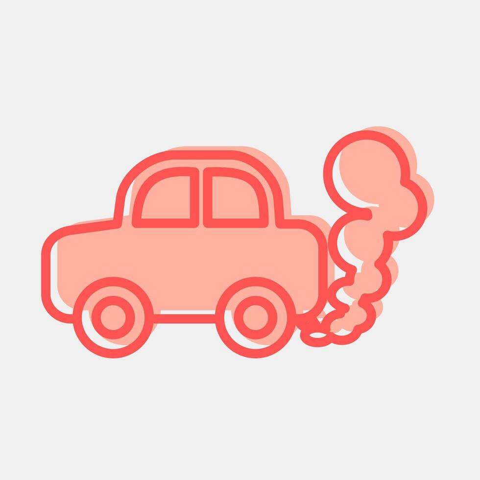 Icon car pollution. Global warming elements. Icon in two tone style. vector