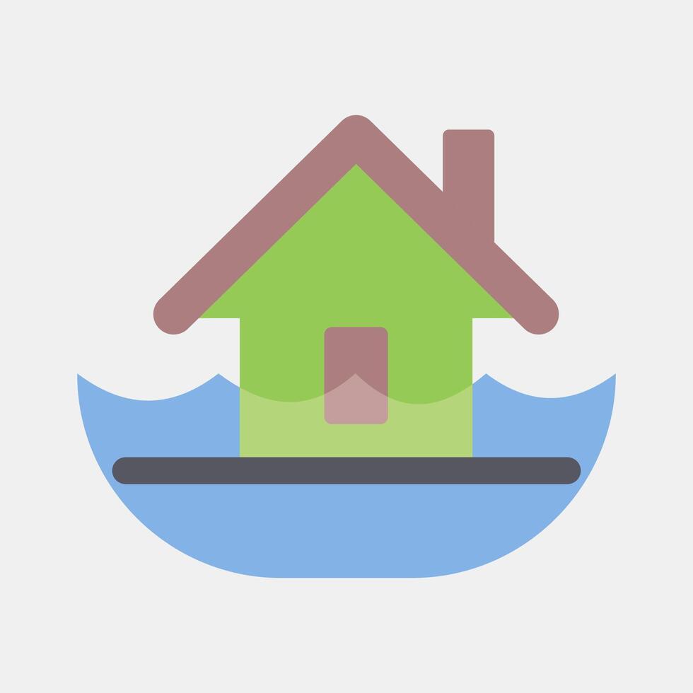 Icon flood. Global warming elements. Icon in flat style. vector