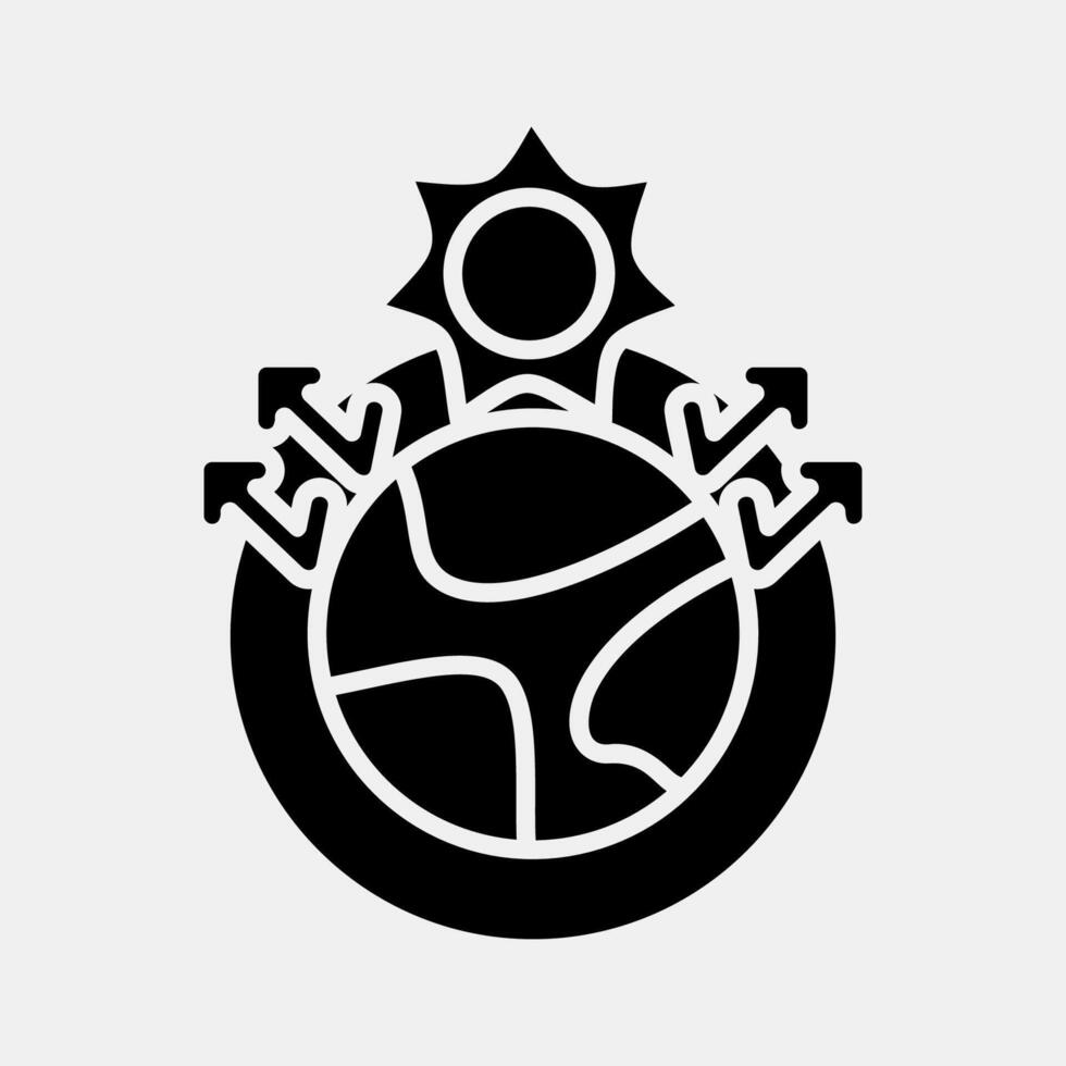 Icon greenhouse effect. Global warming elements. Icon in glyph style. vector