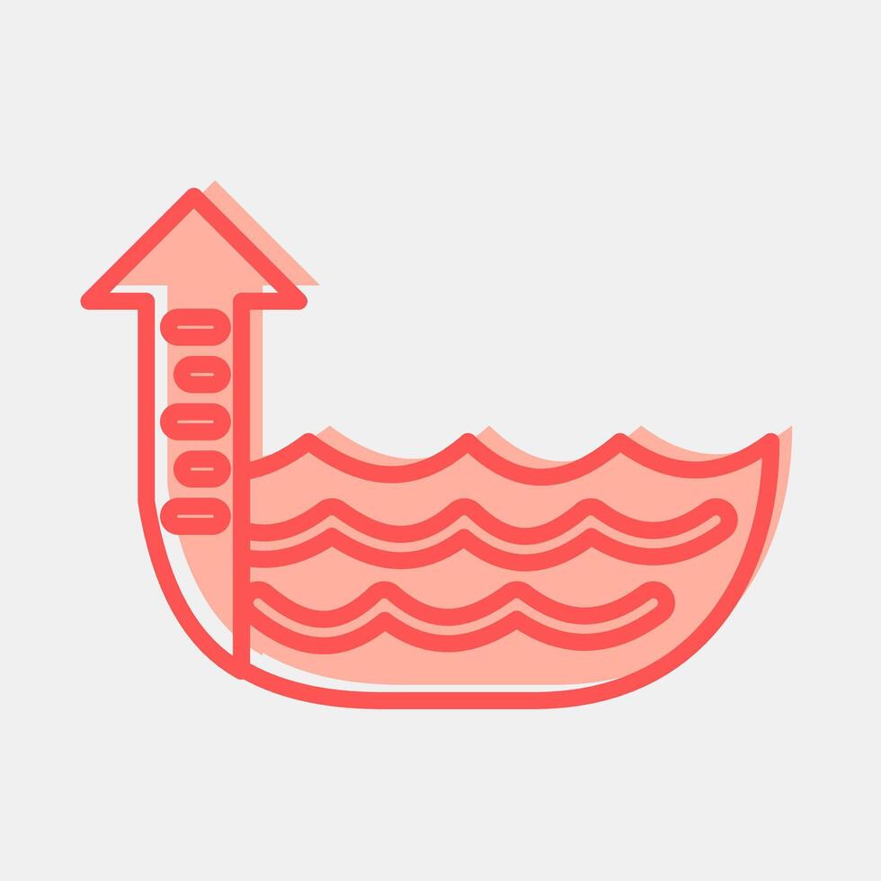 Icon sea level rise. Global warming elements. Icon in two tone style. vector