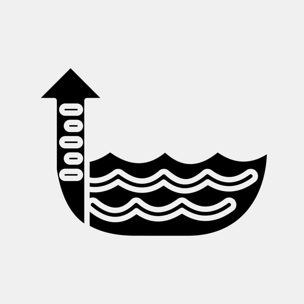 Icon sea level rise. Global warming elements. Icon in glyph style. vector