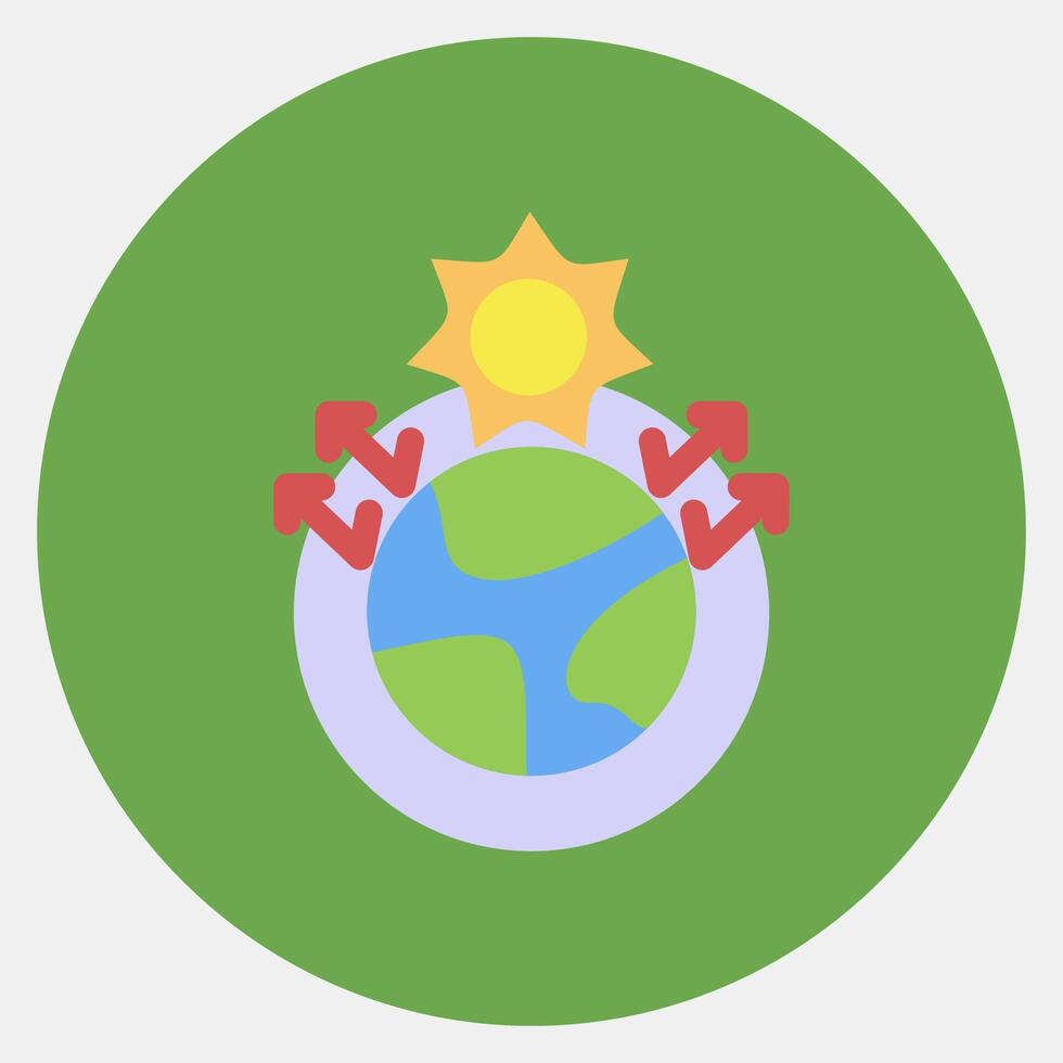 Icon greenhouse effect. Global warming elements. Icon in color mate style. vector
