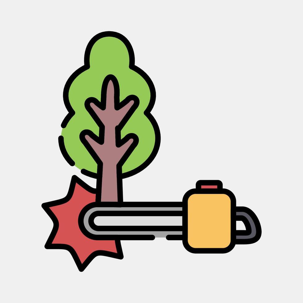 Icon deforestation. Global warming elements. Icon in filled line style. vector