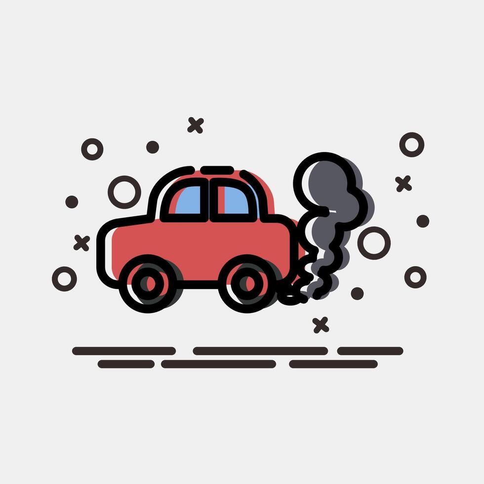 Icon car pollution. Global warming elements. Icon in MBE style. vector