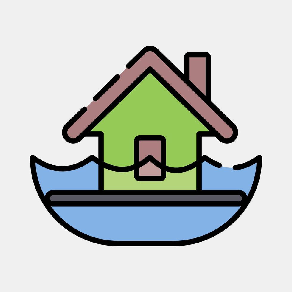 Icon flood. Global warming elements. Icon in filled line style. vector