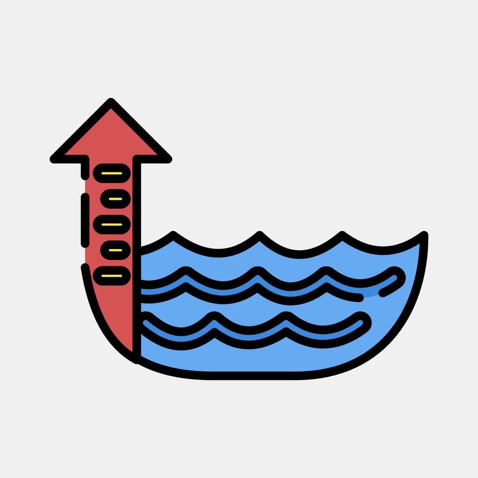 Icon sea level rise. Global warming elements. Icon in filled line style. vector