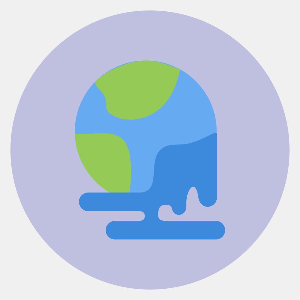 Icon world melting. Global warming elements. Icon in color mate style. vector