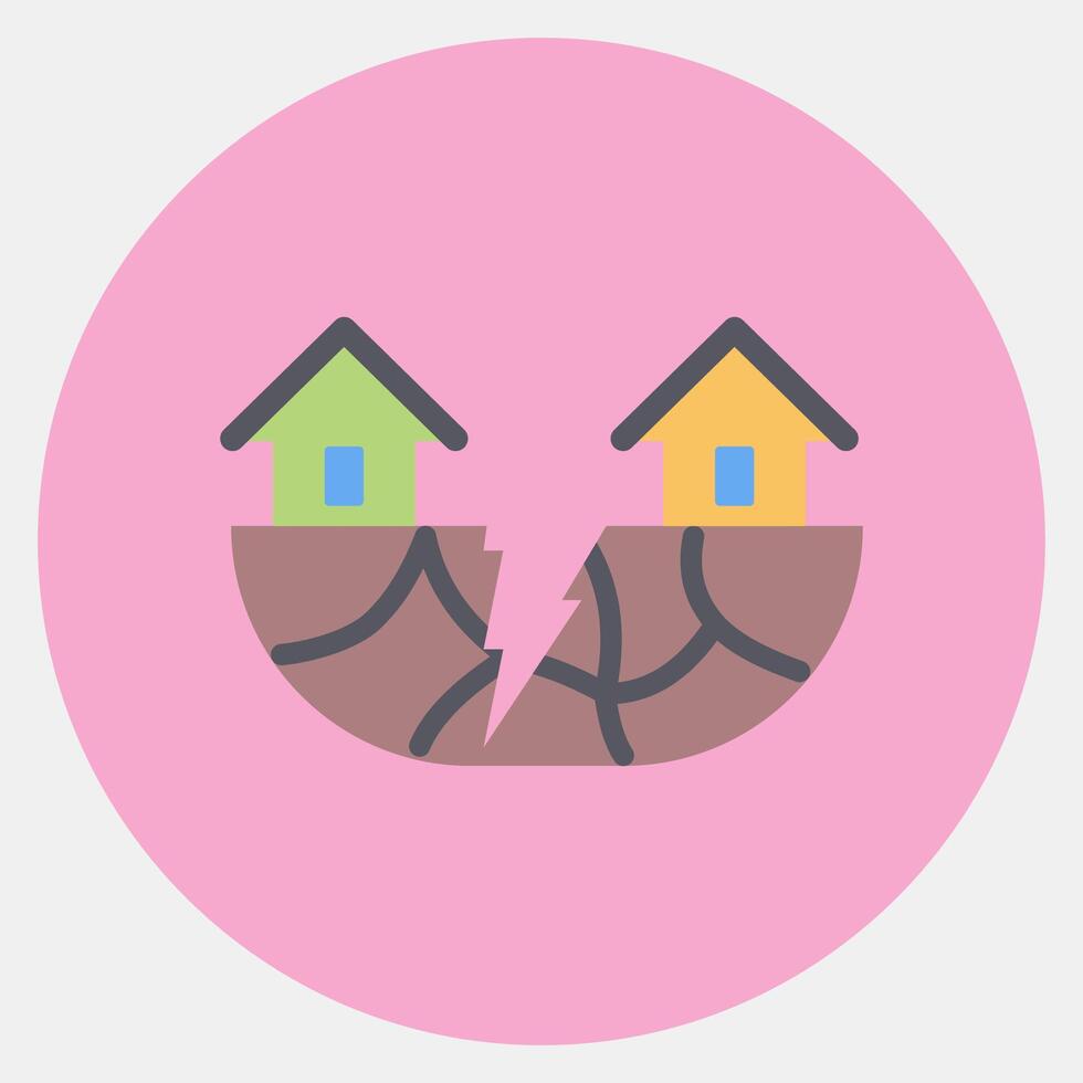Icon earthquake. Global warming elements. Icon in color mate style. vector