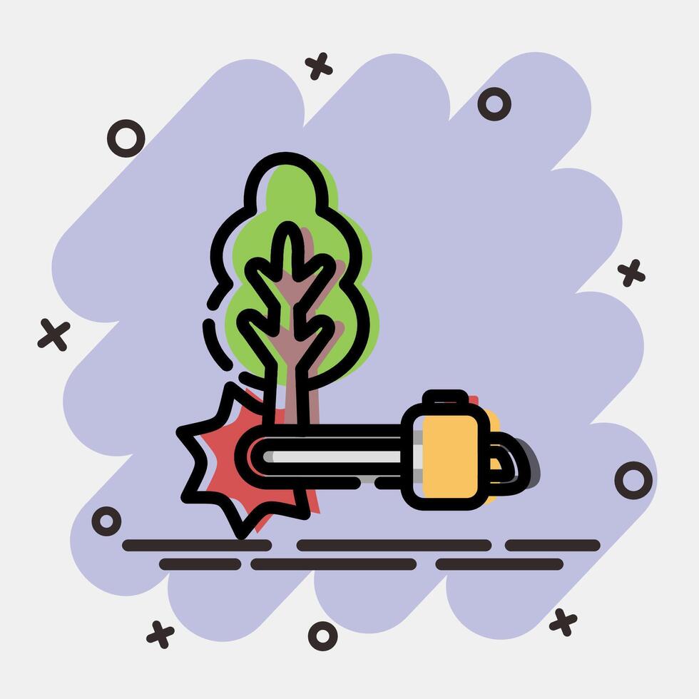Icon deforestation. Global warming elements. Icon in comic style. vector