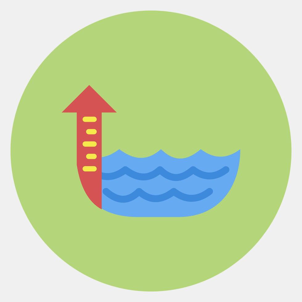 Icon sea level rise. Global warming elements. Icon in color mate style. vector