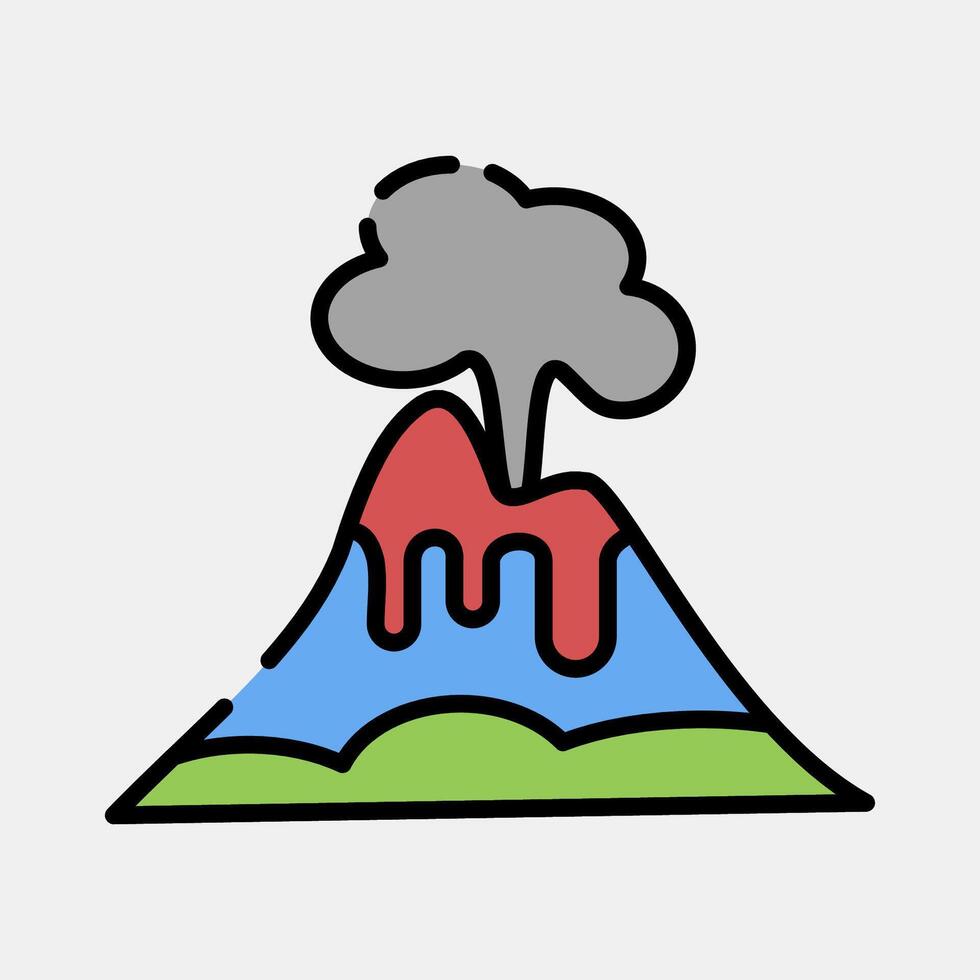 Icon volcano eruption. Global warming elements. Icon in filled line style. vector