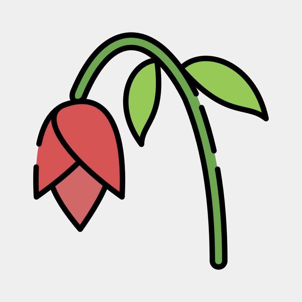 Icon wilted flower. Global warming elements. Icon in filled line style. vector