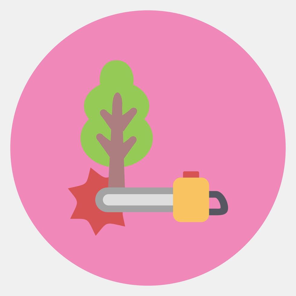 Icon deforestation. Global warming elements. Icon in color mate style. vector