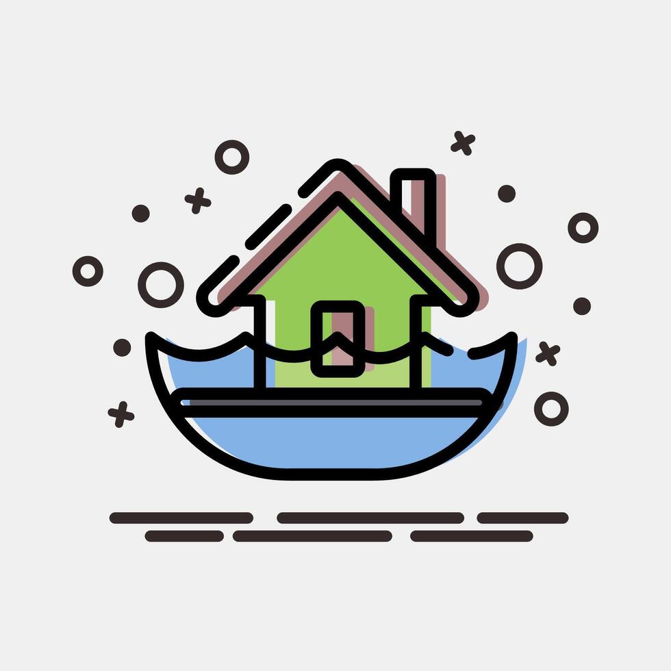 Icon flood. Global warming elements. Icon in MBE style. vector