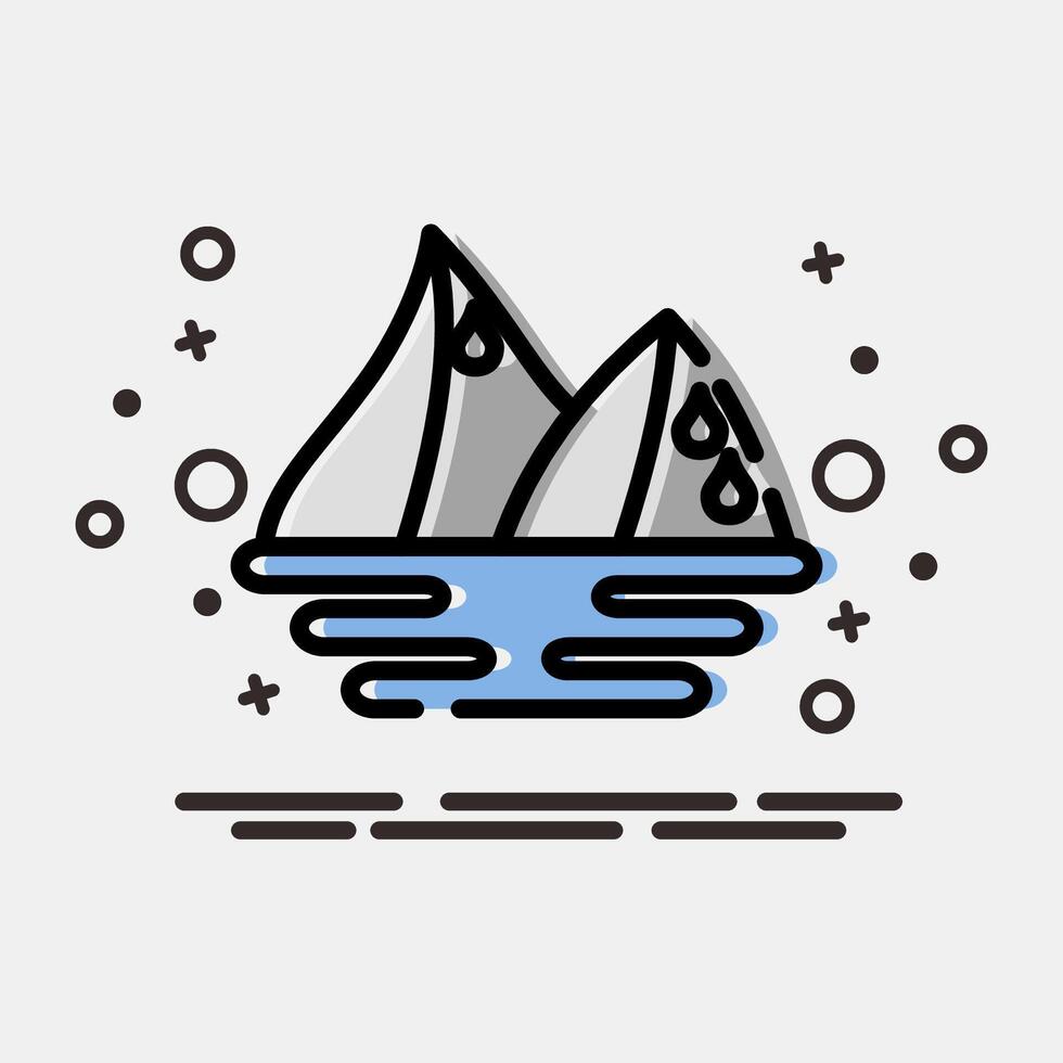 Icon ice melting. Global warming elements. Icon in MBE style. vector