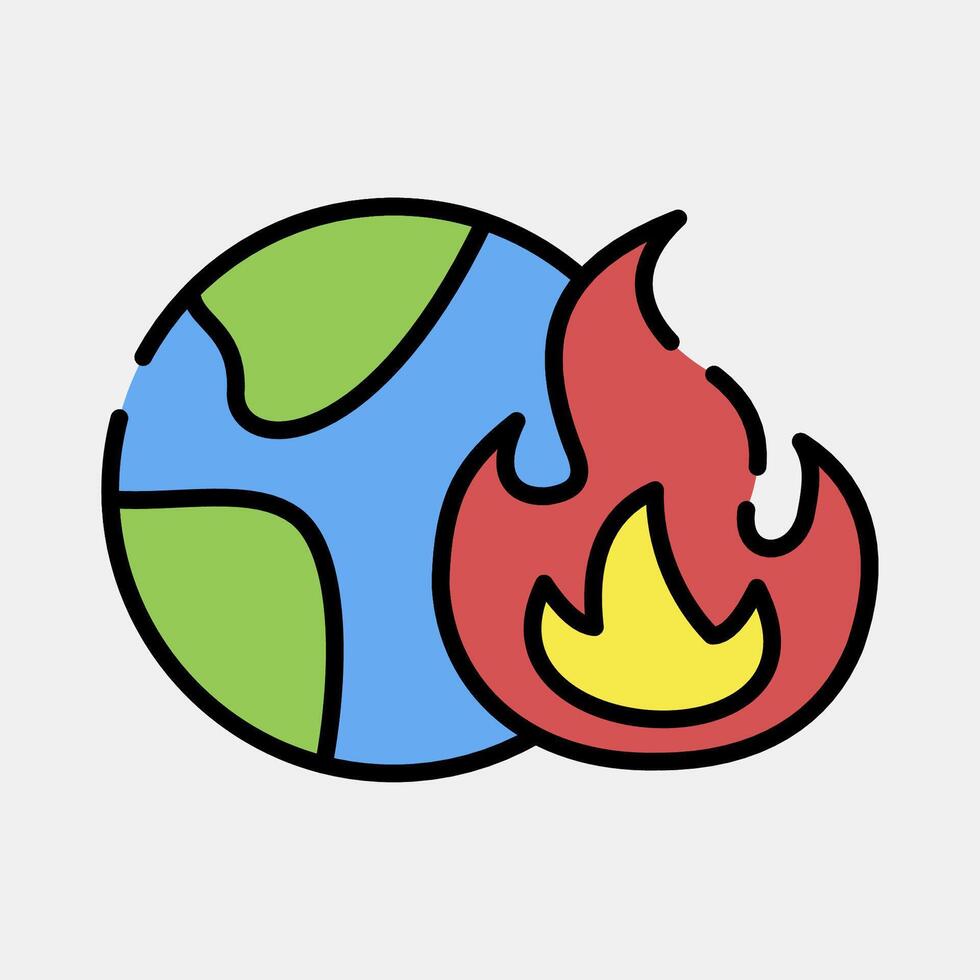 Icon global warming. Global warming elements. Icon in filled line style. vector
