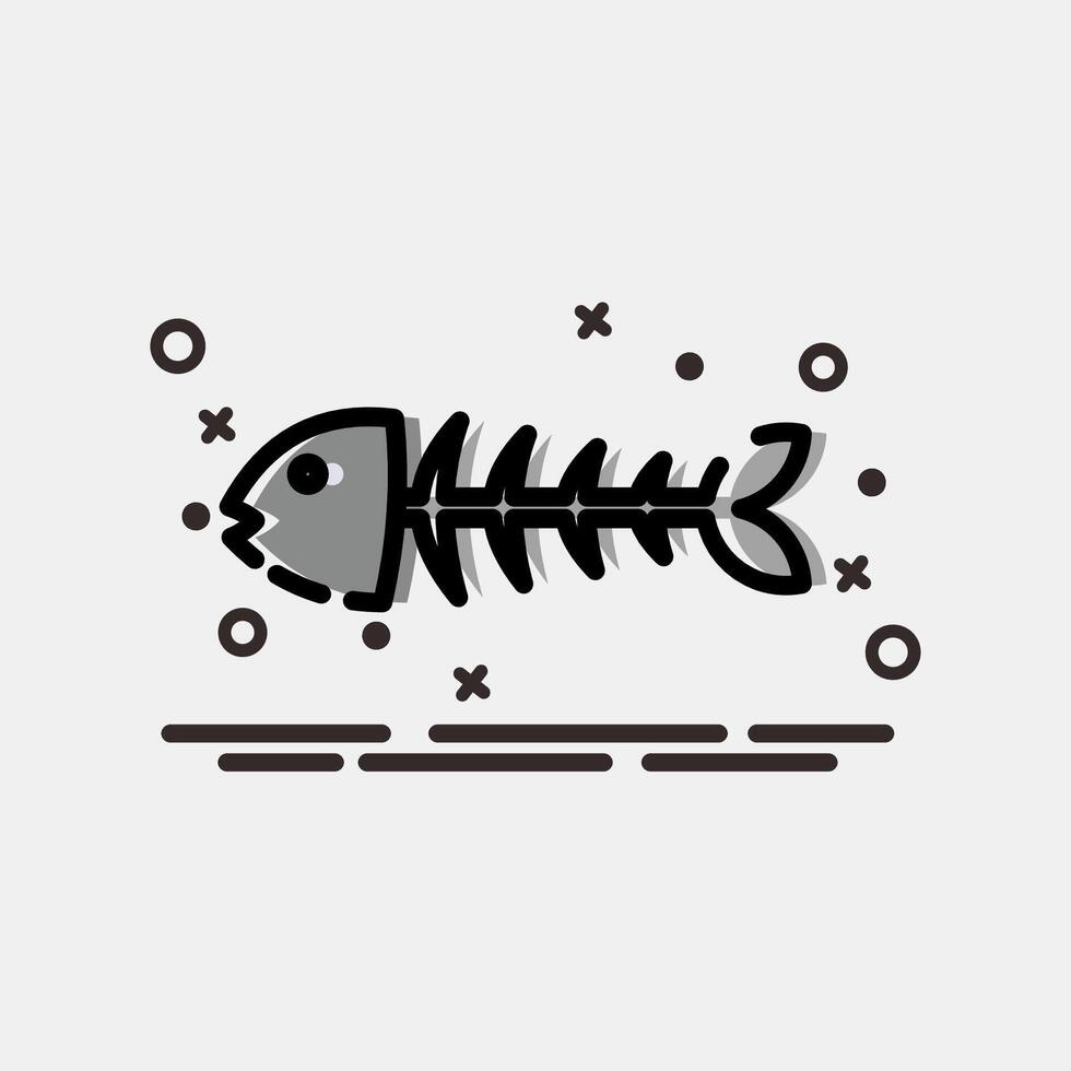 Icon fishbone. Global warming elements. Icon in MBE style. vector