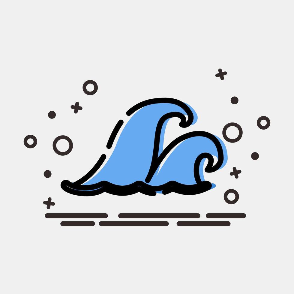 Icon tsunami. Global warming elements. Icon in MBE style. vector
