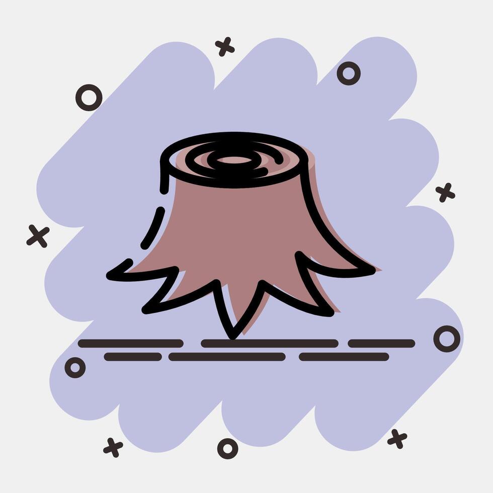 Icon tree stump. Global warming elements. Icon in comic style. vector