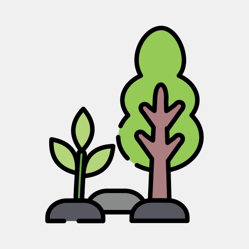 Icon enviromental restoration. Global warming elements. Icon in filled line style. vector