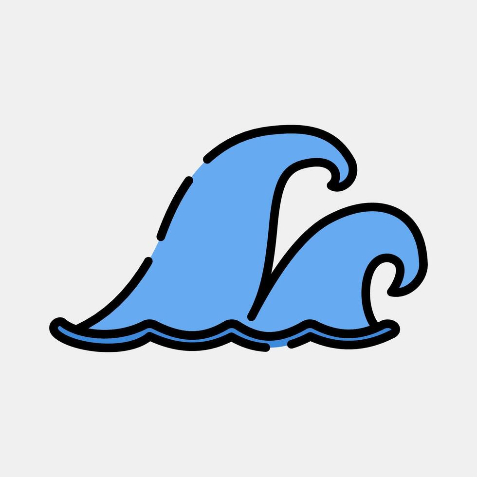 Icon tsunami. Global warming elements. Icon in filled line style. vector