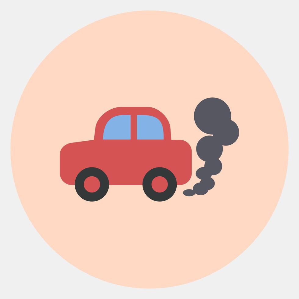 Icon car pollution. Global warming elements. Icon in color mate style. vector