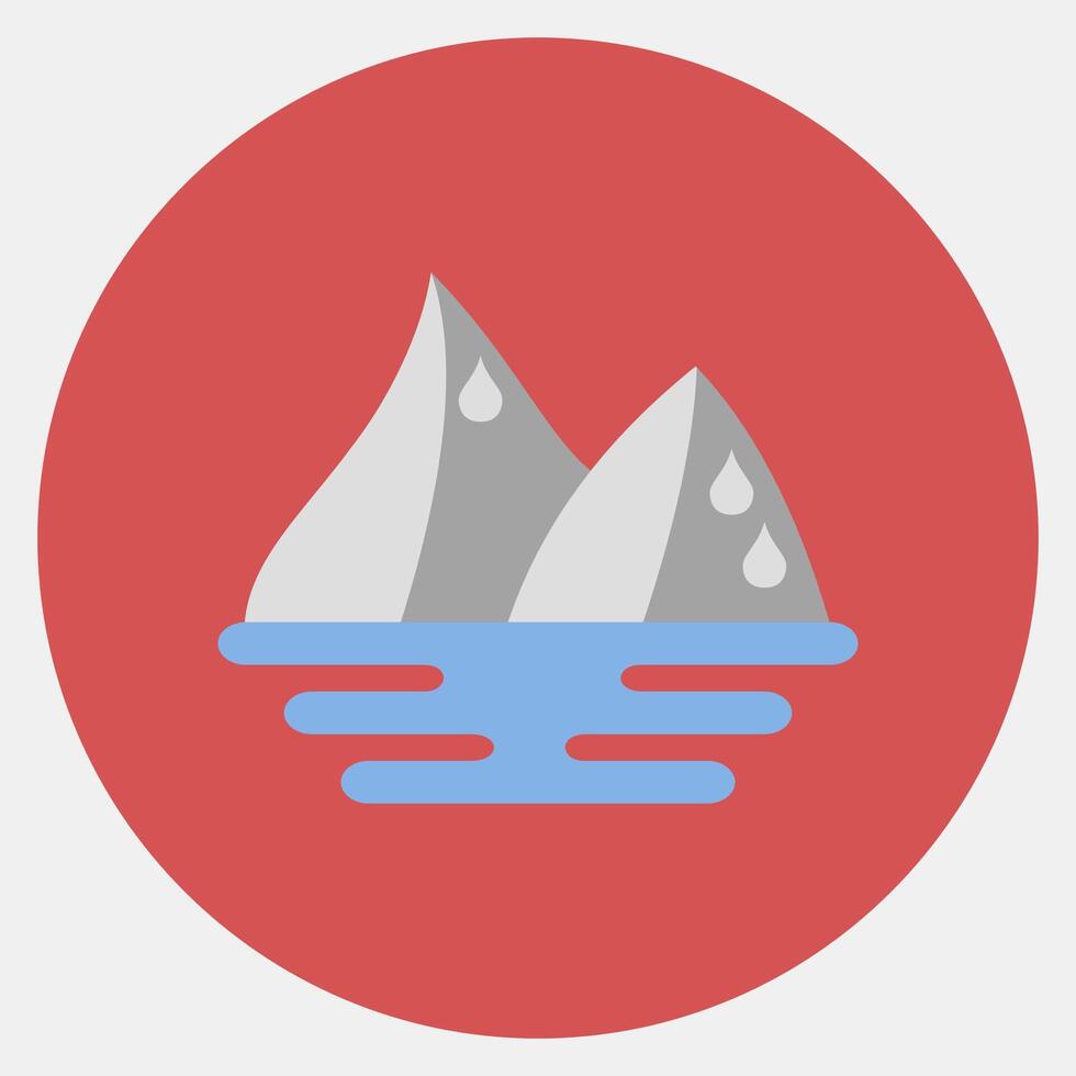 Icon ice melting. Global warming elements. Icon in color mate style. vector