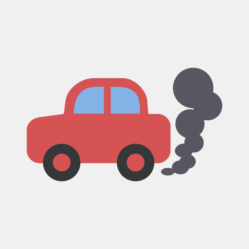 Icon car pollution. Global warming elements. Icon in flat style. vector