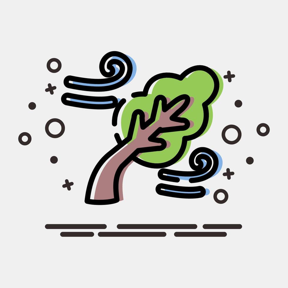Icon strong winds. Global warming elements. Icon in MBE style. vector