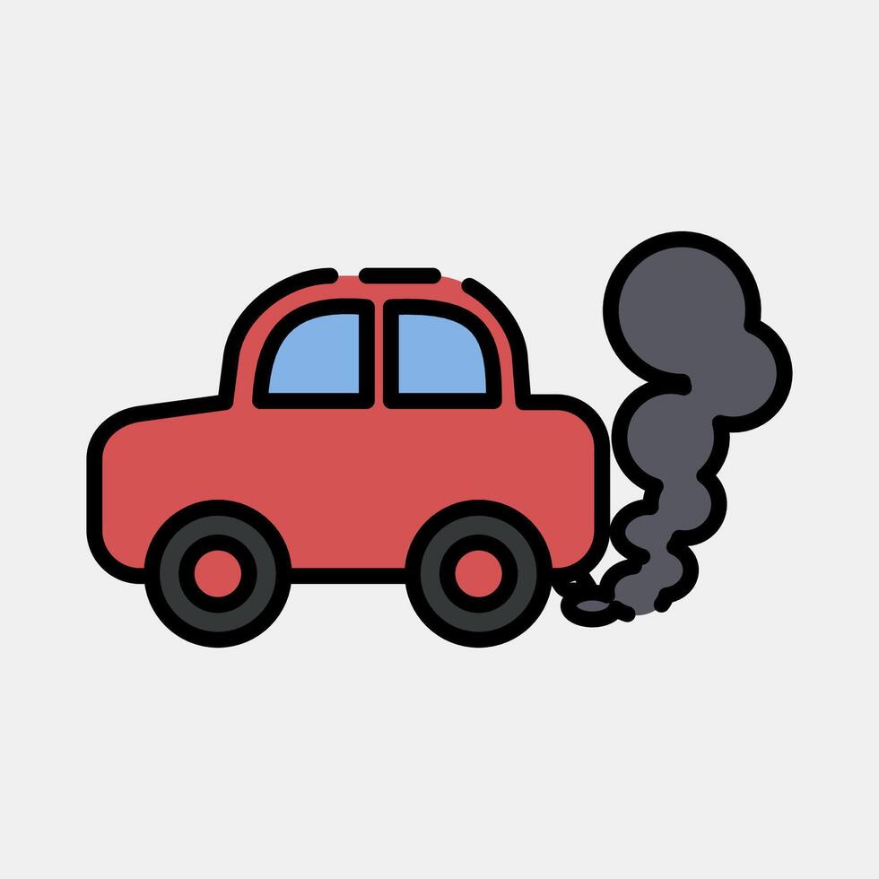 Icon car pollution. Global warming elements. Icon in filled line style. vector