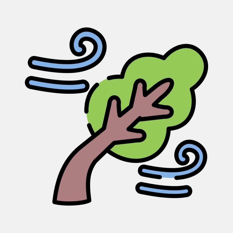Icon strong winds. Global warming elements. Icon in filled line style. vector