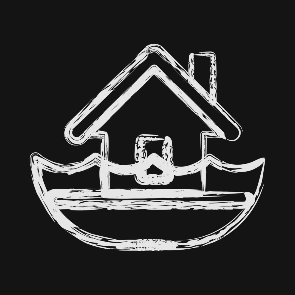 Icon flood. Global warming elements. Icon in chalk style. vector