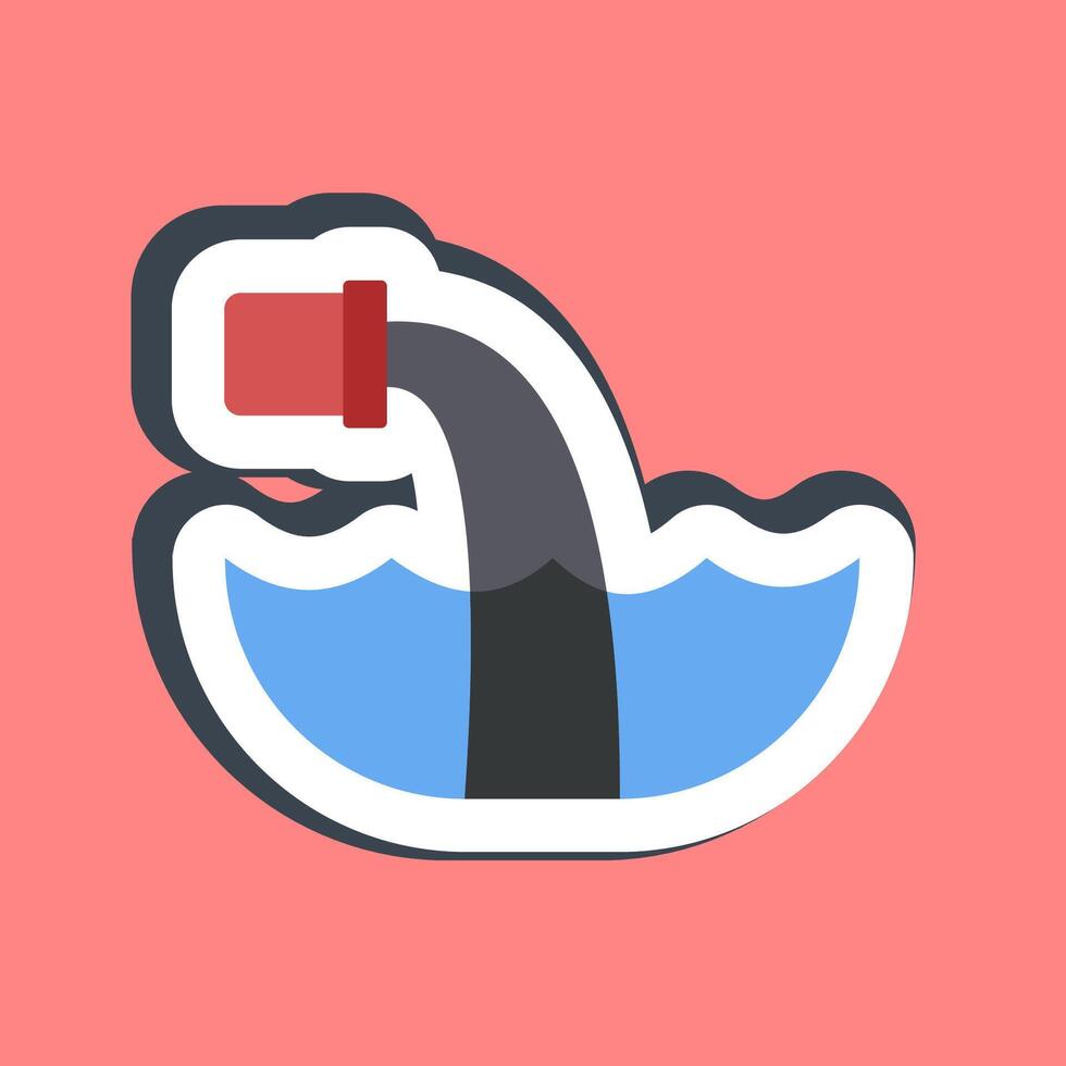 Sticker water pollution. Global warming elements. vector