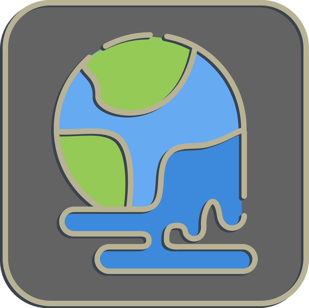 Icon world melting. Global warming elements. Icon in embossed style. vector