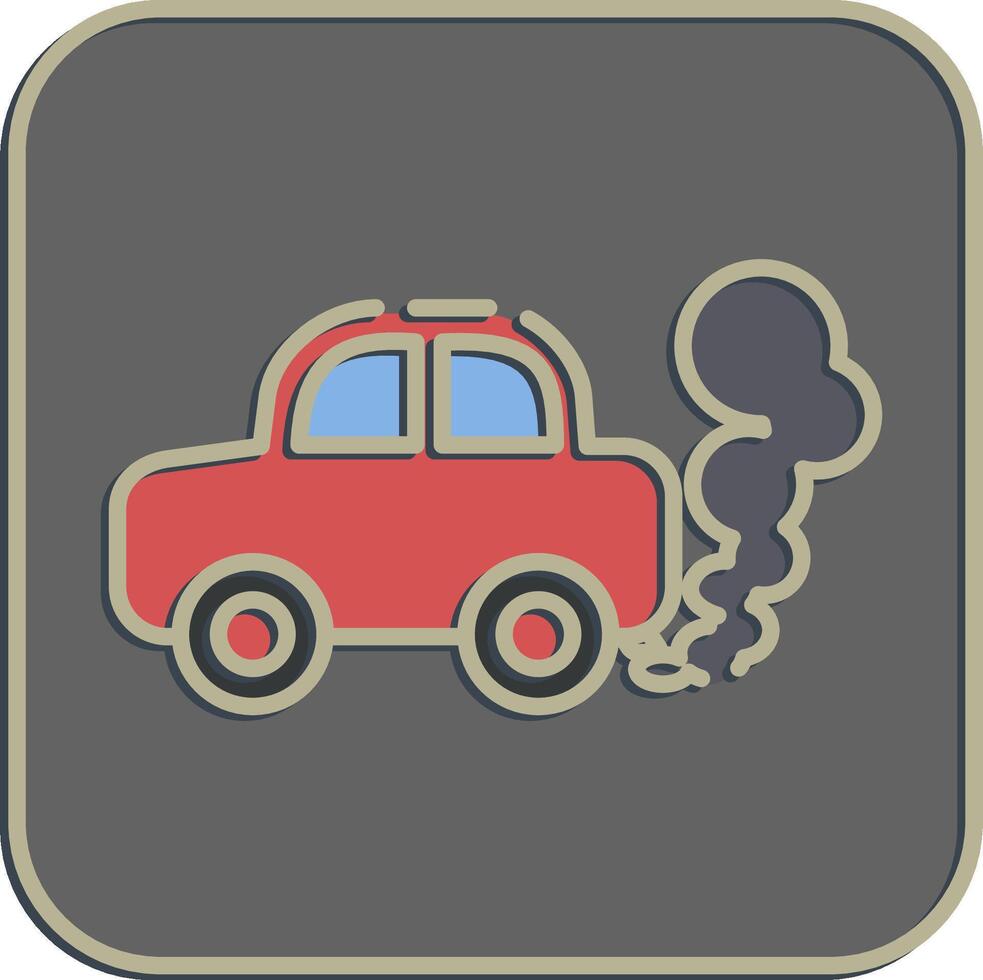 Icon car pollution. Global warming elements. Icon in embossed style. vector