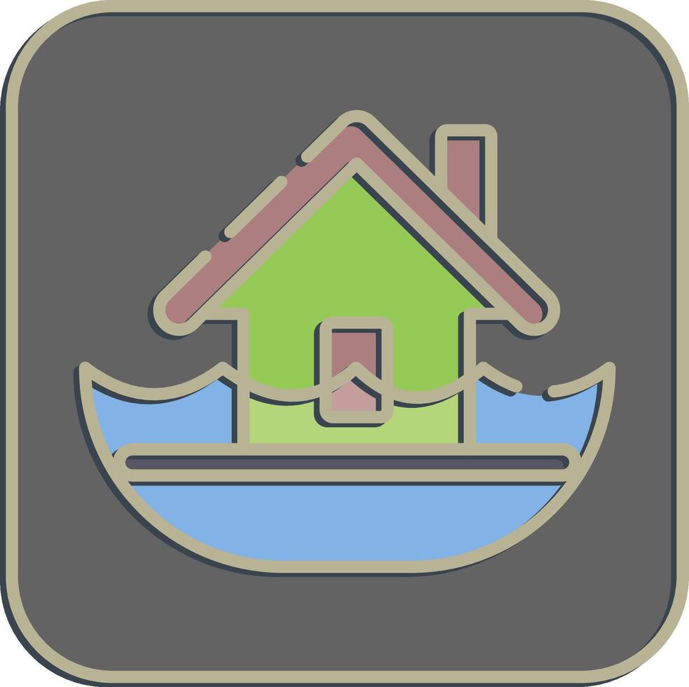 Icon flood. Global warming elements. Icon in embossed style. vector