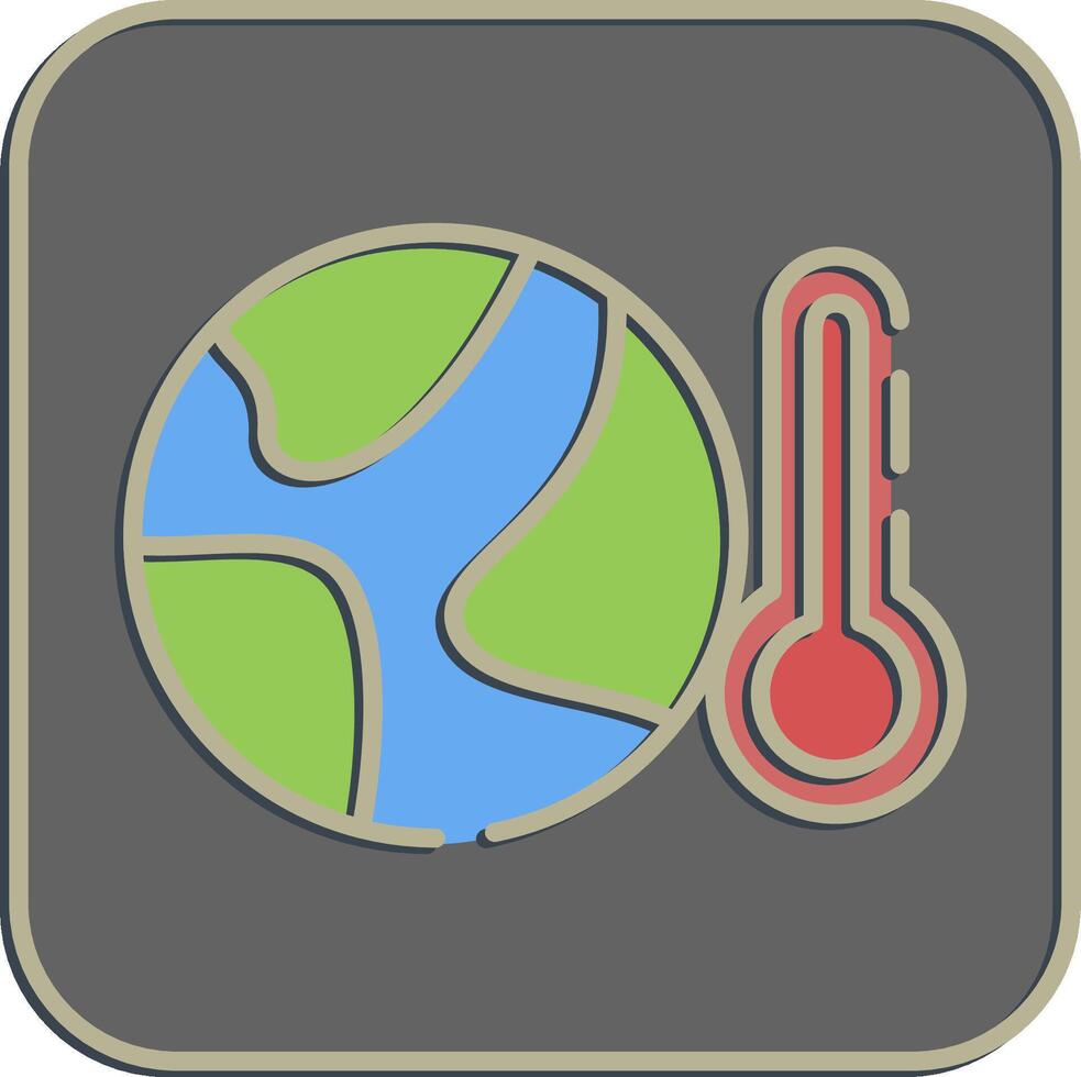 Icon global temperature rise. Global warming elements. Icon in embossed style. vector