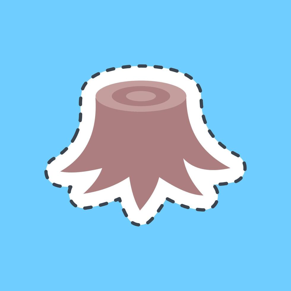 Cutting line sticker tree stump. Global warming elements. vector