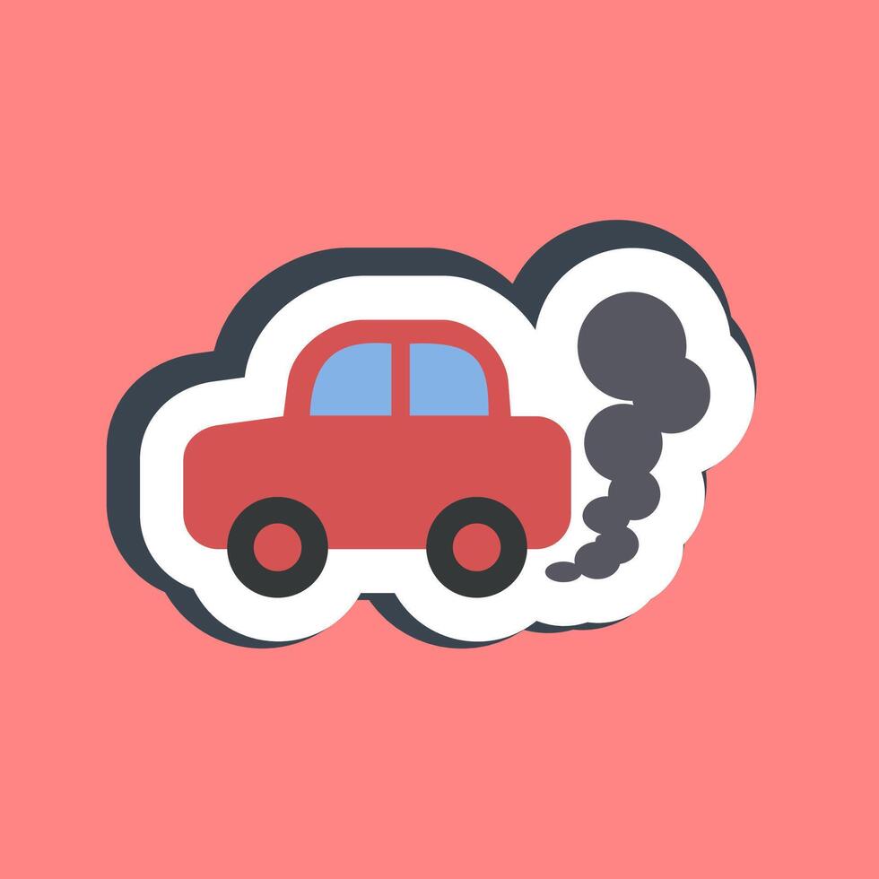 Sticker car pollution. Global warming elements. vector
