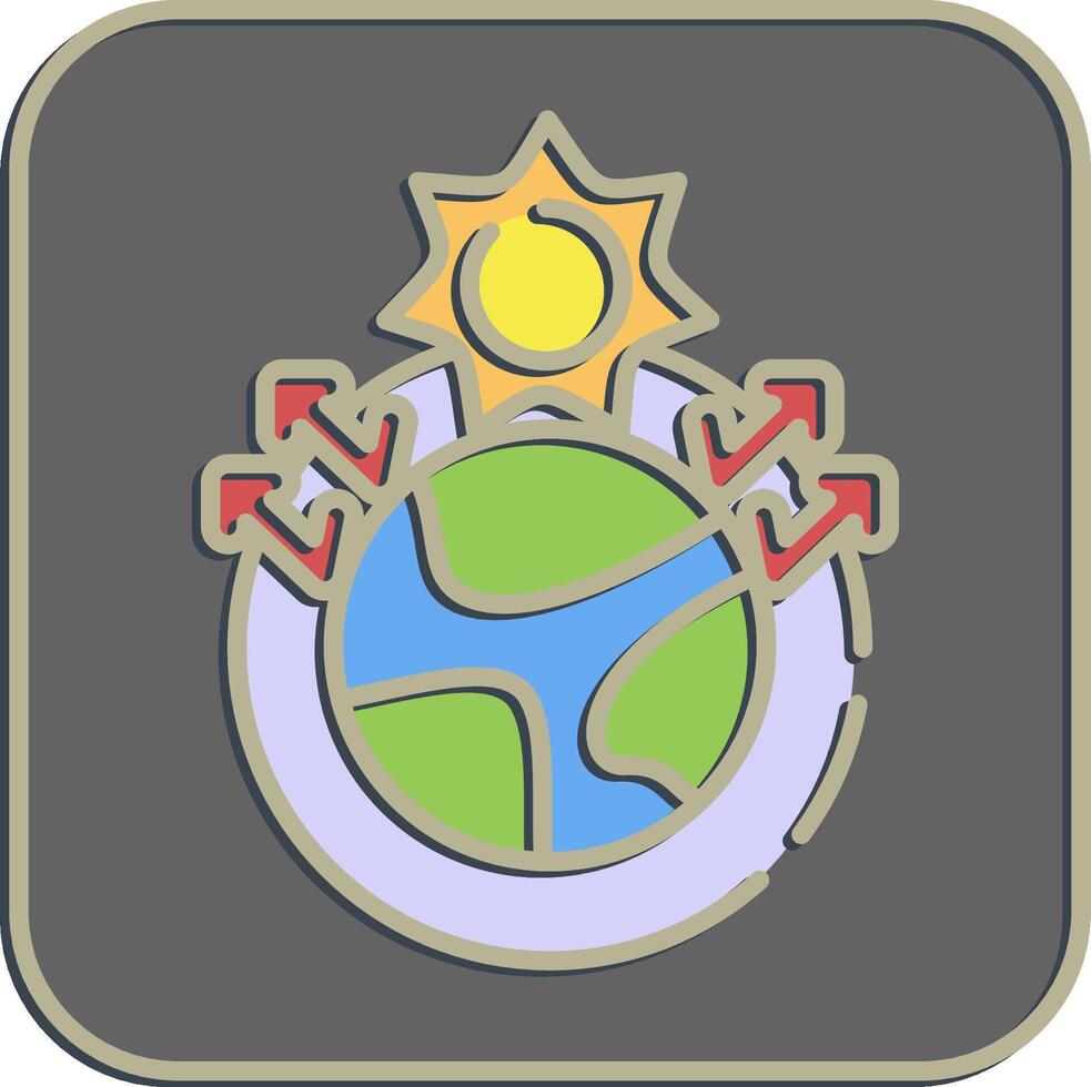 Icon greenhouse effect. Global warming elements. Icon in embossed style. vector
