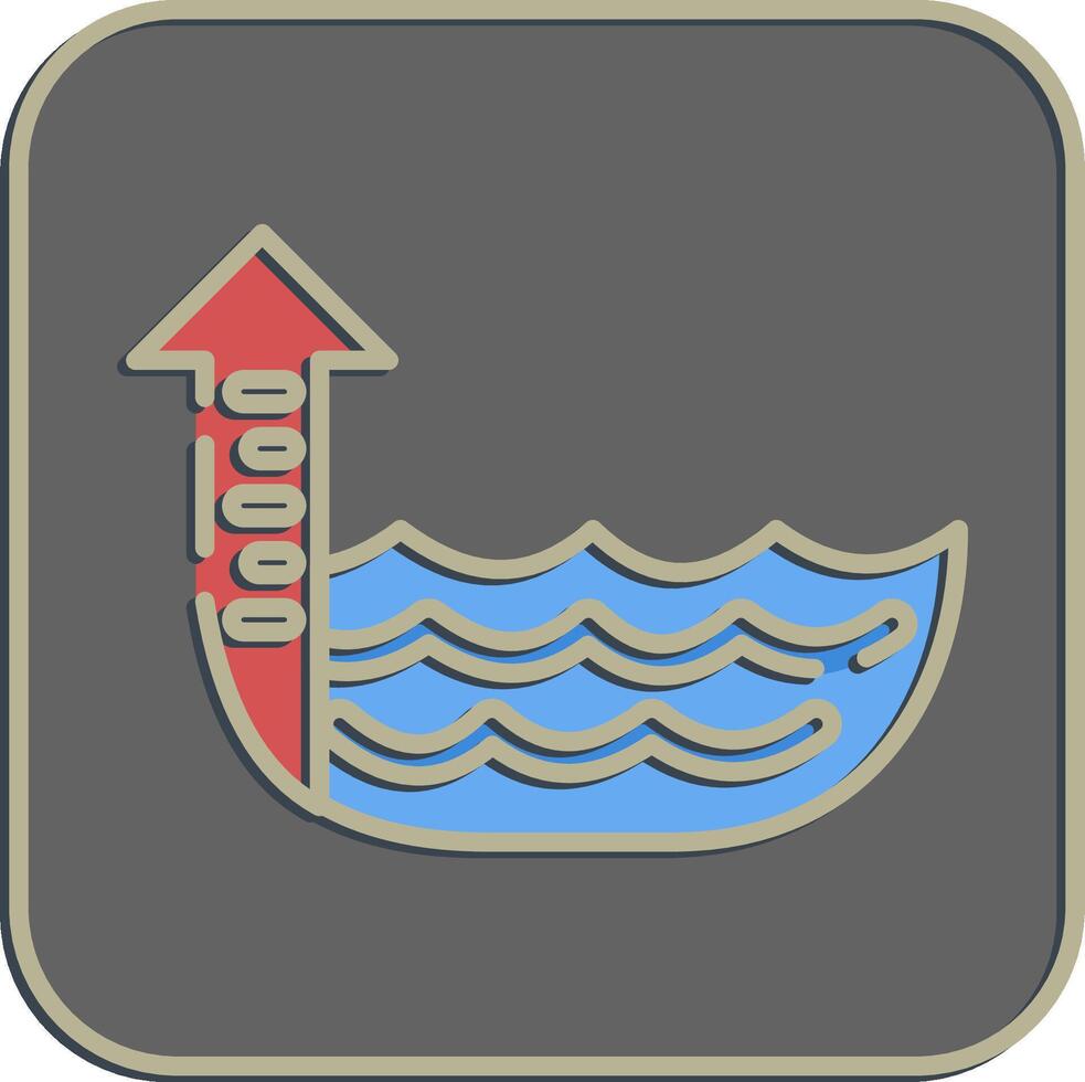 Icon sea level rise. Global warming elements. Icon in embossed style. vector