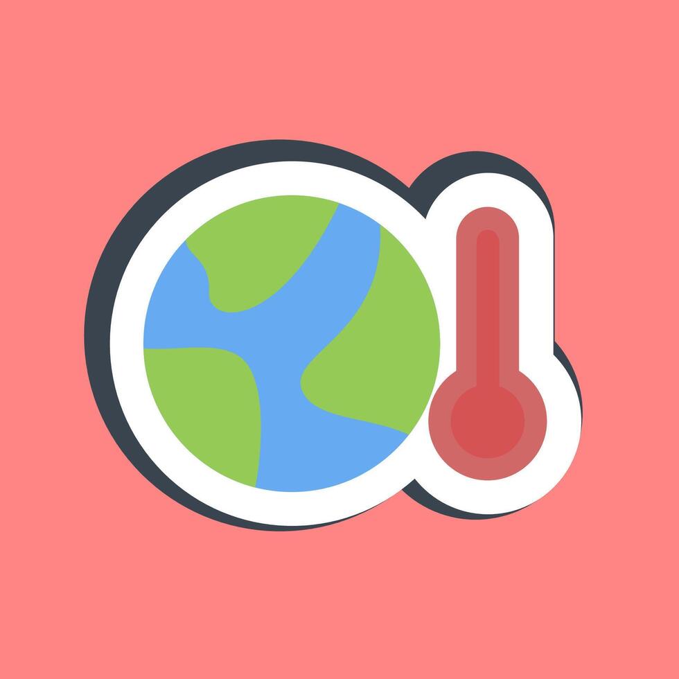Sticker global temperature rise. Global warming elements. vector